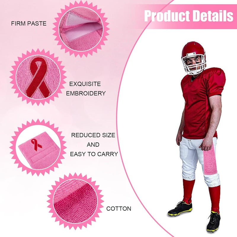 TUYUU Breast Cancer Football Quarterback Towel - Pink Ribbon Decorations for Believe Hope, Youth Men Women Football Towel Accessory - Image 3